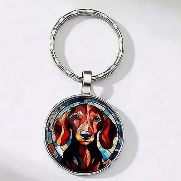 Stainless Steel DACHSHUND Dog Keyring Keychain Accessory