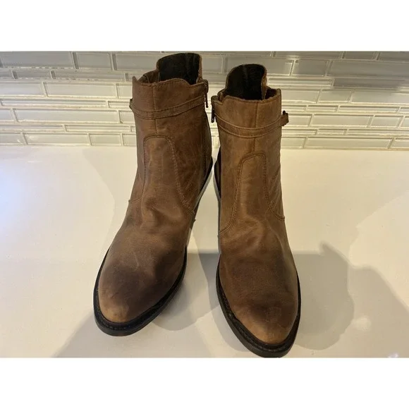 Durango Women's Side Zip Motorcycle Ankle Boots RD860 Brown/Tan Size 7.5 M