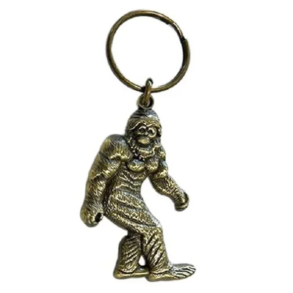 Big Foot Sasquatch Brass Keychain Engraved Key Chain Ring 2.5 x 1.5 in NIP Gift