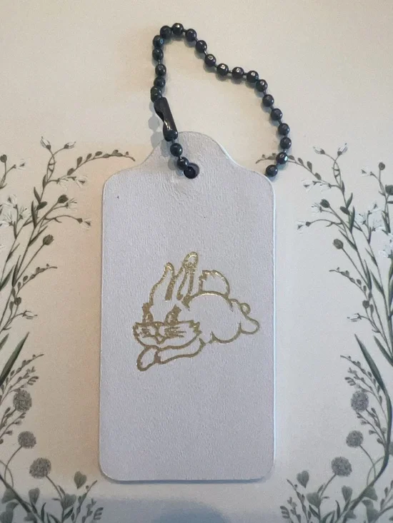 Coach Leather Bag Tag Charm White Rabbit Candy Collection White - Price Firm