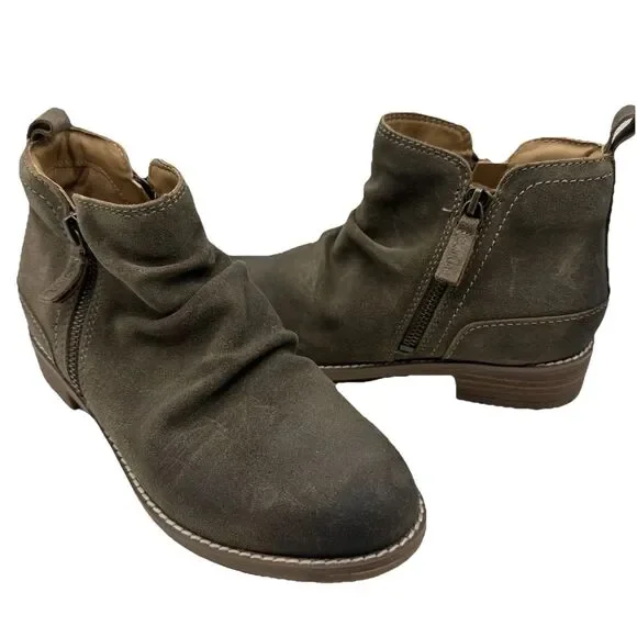 NEW Earth‎ Ethadya Leather Upper Suede Distressed Scrunch Ankle Bootie Sz 6