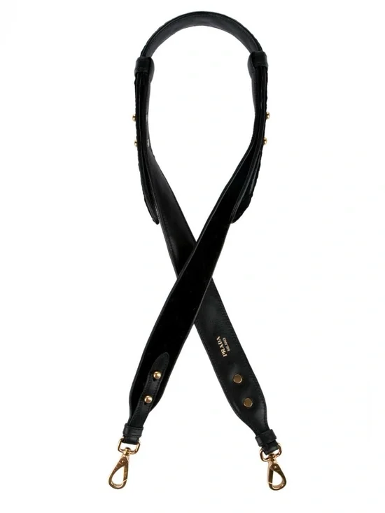 Prada Black Velvet Adjustable Shoulder Strap Gold Hardware Authentic