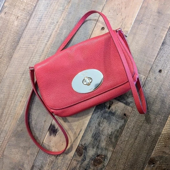 Coach Liv Turnlock Leather Crossbody Pouch Red Pebbled Mini Bag Y2K