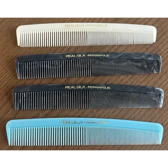 Vintage Real Silk Indianapolis Lot of 4 Combs Black‎ Marble Cream Blue