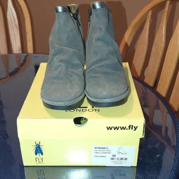 Fly London Charcoal Suede Boots