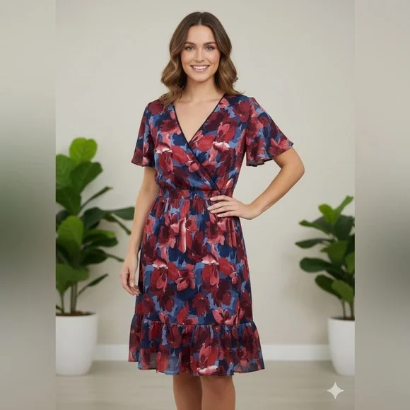 Draper James Floral Flutter sleeve mini dress size XL NWT