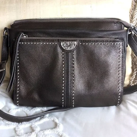 Brighton Jagger Crossbody City Organizer Bronze Leather