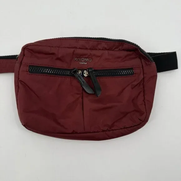 Knomo Maroon Lightweight Beltbag 2Way Crossbody Adjustable Strap Pockets Unisex