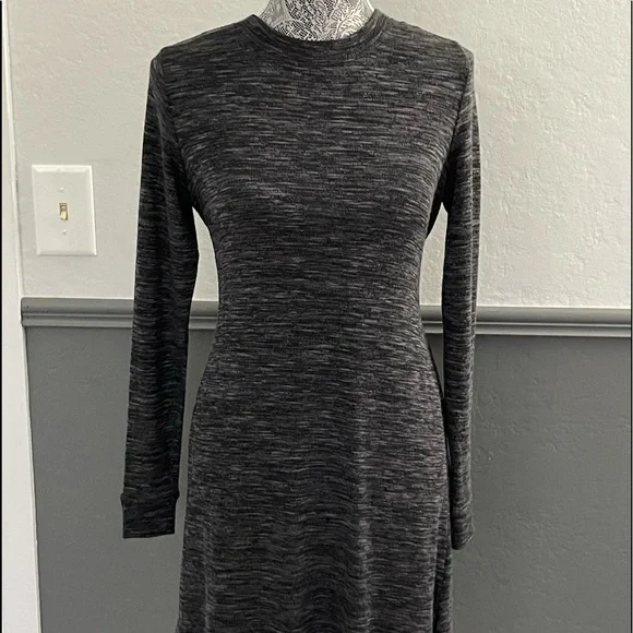 Max Studio Black Marled Knit Tie Waist Dress XS NWT $98