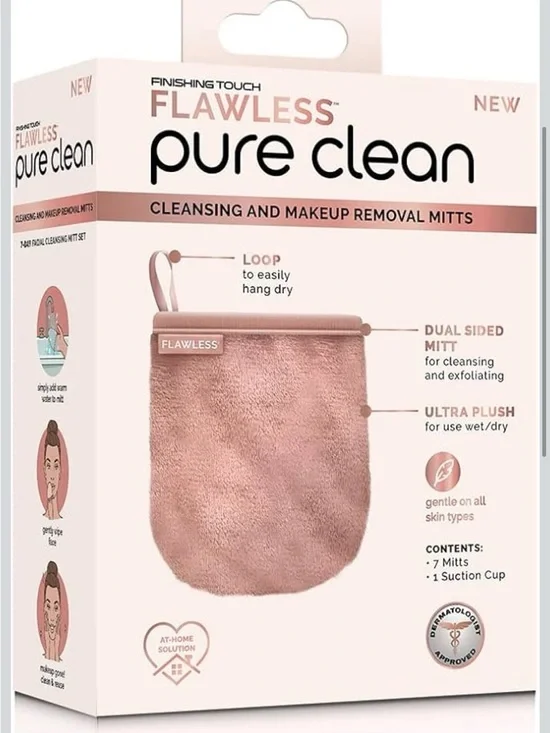 Flawless Pure Clean Cleansing Makeup Removal Mitt - Dusty Pink