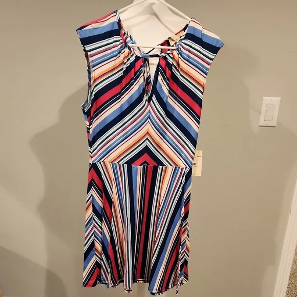 NEW- BeBop Blue and Pink Striped Dress- XL