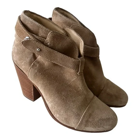 Rag & Bone Harrow Tan Suede Ankle Booties Size 37.5