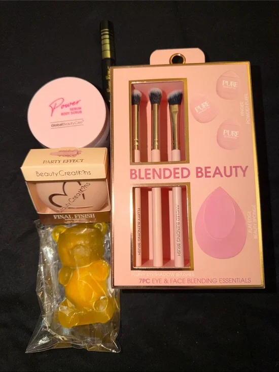 7-Pc Eye &Face Brush Set-Beauty Creations Baked Finish-Body Scrub-Brow Gel&More