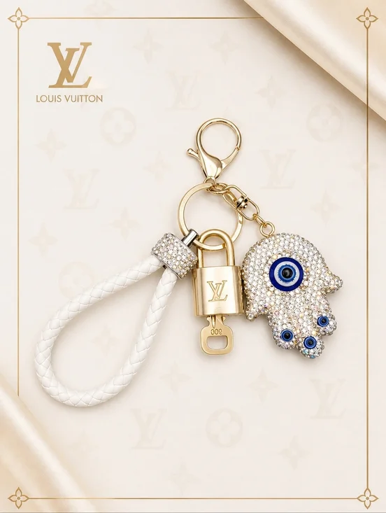 Authentic Louis Vuitton Lock & Key with unbranded Evil Eye Bagcharm