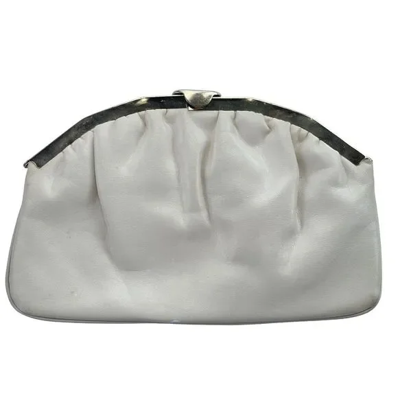 Vintage Off White Genuine Leather Crossbody Shoulder Bag Chain Strap Envelope Cl
