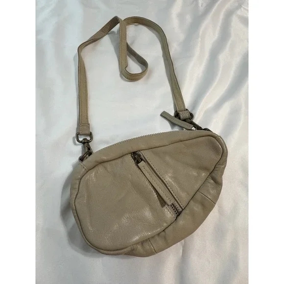 Free People Coffee Date Mini Crossbody Bag Stone Teardrop Goat-Leather