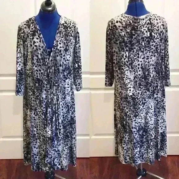 LANE Bryant Animal Print Dress w/ Mock Wra…