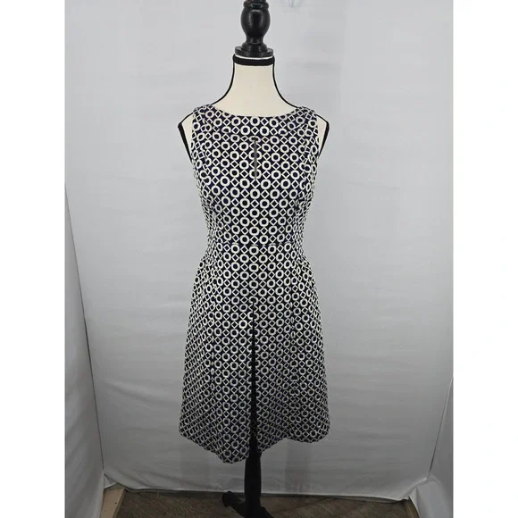 Lauren Ralph Lauren Navy Gold Geometric Jacquard Keyhole Sheath Dress 4