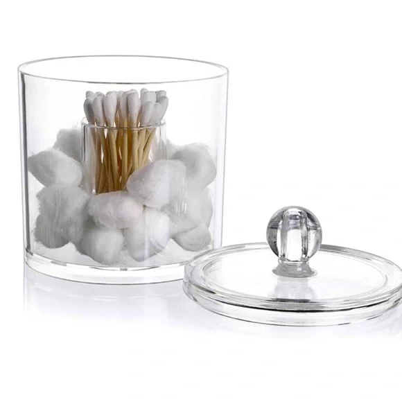 Elle Clear Acrylic Cotton Ball/Swab Organizer with Lid