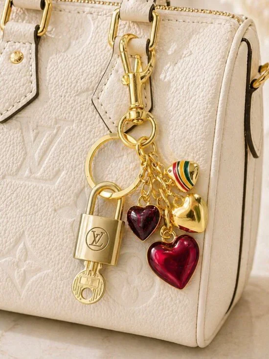 Authentic LV Gold Padlock 🔒Unbranded Heart Keychain Charm for Louis Vuitton Bag
