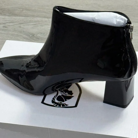VHNY Glossy Black Ankle Booties