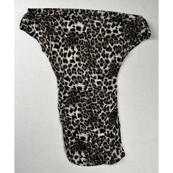 Baby Phat Y2K Leopard Print Ruched Bodycon Mini Dress Women's Small USA