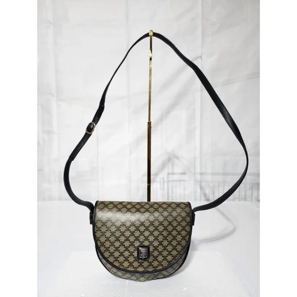 CELINE Macadam Crossbody Bag Navy Blue/Beige