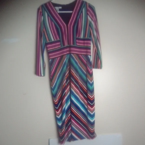 MAGGY LONDON Multicolor Striped Women's Dress SIZE 8