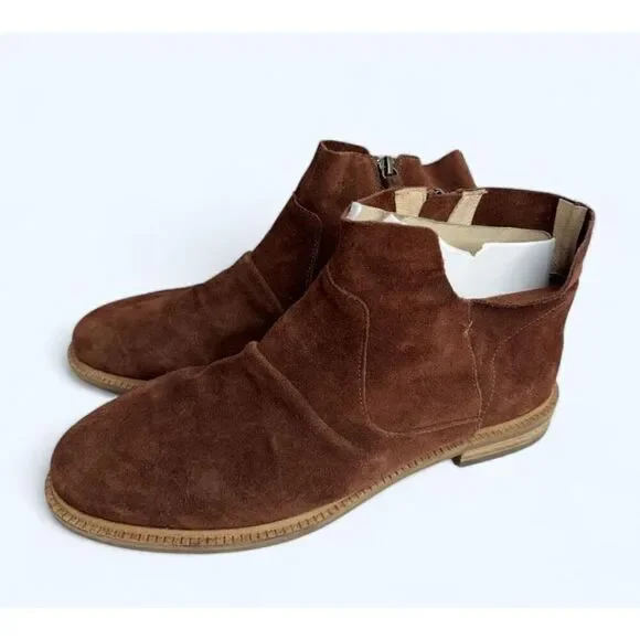 Kelsi Dagger Boots Size 10 Women’s Suede Upper Ruched Coffee Bean Brown Booties‎