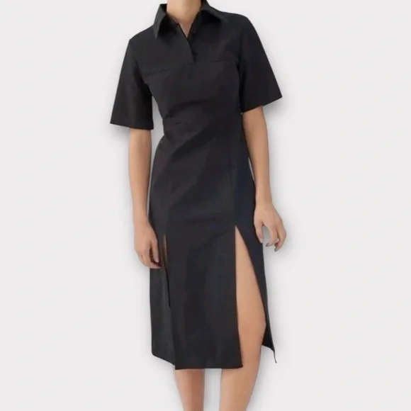 Free People Ghospell Black Power Slide Midi Shirt Dress NWT