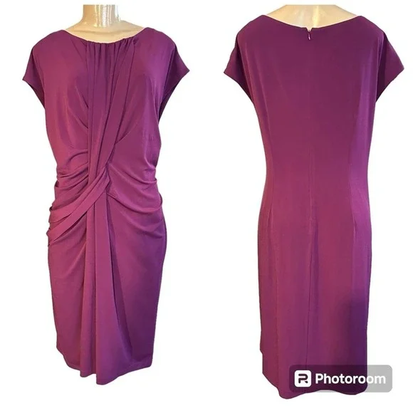 Suzi Chin for Maggy Boutique Purple‎ Twist Front Sheath Dress Plus Size 20W