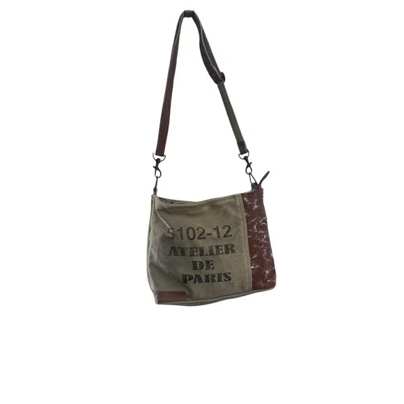 Myra Bag Cowhide Canvas Atelier De Paris Shoulder Purse Tote Bag Fast Shipping
