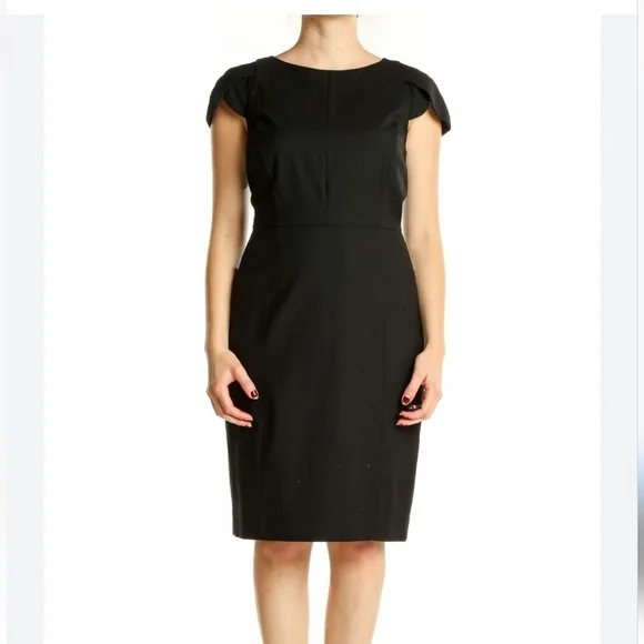 J. CREW black wool sz 14 tulip sleeve business dress