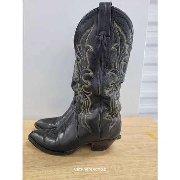 Tony Lama Goat Skin Women’s Cowboy Boots Size 6 D Black VINTAGE USA