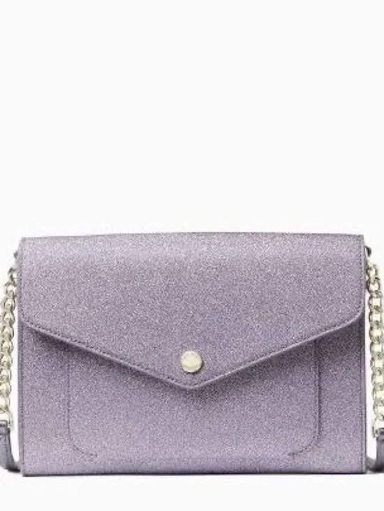 Kate Spade New York Tinsel Glitter Flap Crossbody Lilac Frost Purse