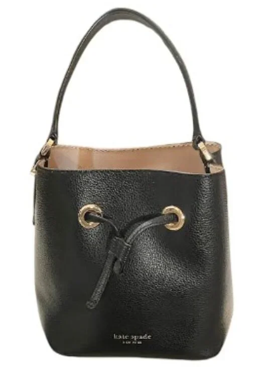 Kate Spade Eva Small Bucket Bag Black Pebbled Leather Like New