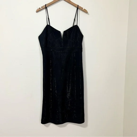 Bardot Shine Corset Midi Dress in Black‎ sz 8
