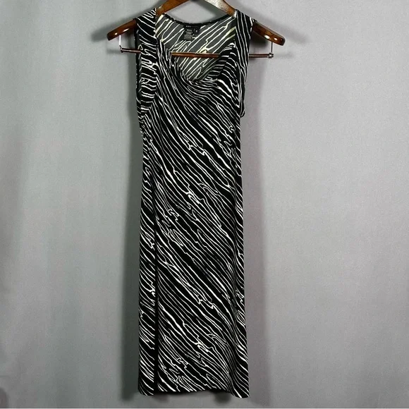 BCBG MaxAzria tiger striped animal print midi sleeveless dress size S NWOT‎