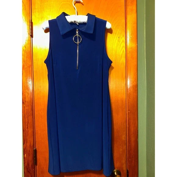 Annalee + Hope Large Blue Shift Cocktail Sleeveless Dress‎ 1/4 Zip
