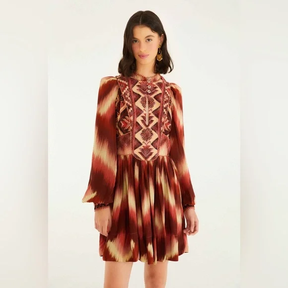 Farm Rio: Red Amanda Stripes Tapestry Quilted Mini Dress