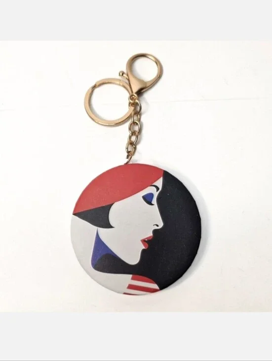 Marie By Malika Farve Large Compact Mirror Bag Charm Keychain Purse Accessories