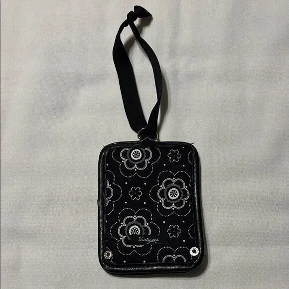 Thirty-One Black Floral Key & Card Holder