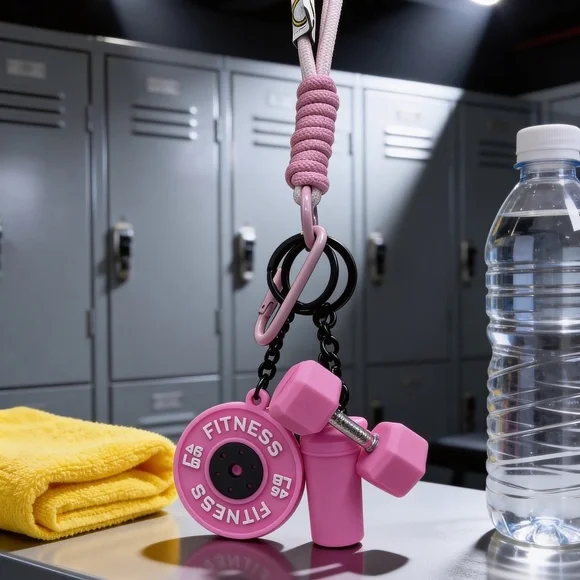 Pinkness Fitness Keychain Set w/ Wristlet bracelet