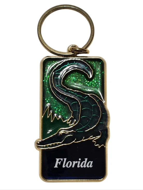 Vintage Lasting Memories Hard Resin Stained Glass Style Florida Gator Keychain