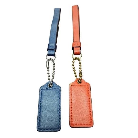 COACH Lot of 2 Leather Hangtags‎ & Wristlet Straps Blue Red Replacement Charms