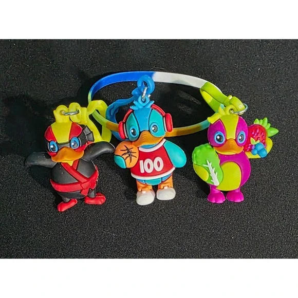 Kids Heart Challenge Lot of 3 Duck Keychains Bracelet American Heart Assoc