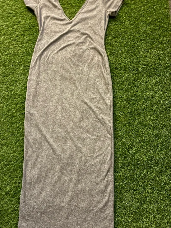 Grey V-Neck Maxi Dress