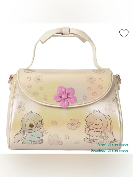 Loungefly Disney 🆕 Stitch & Angel Cherry Blossom Bow Handle Crossbody Bag