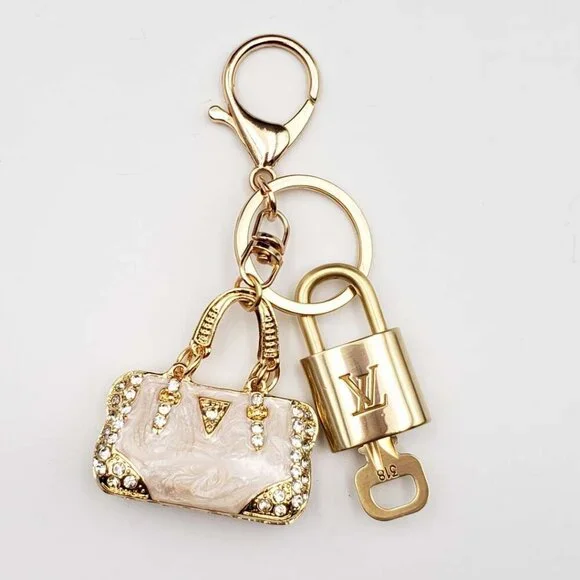 Louis Vuitton Authentic Gold Padlock 🔒 Key + Unbranded Keychain Bag Charm