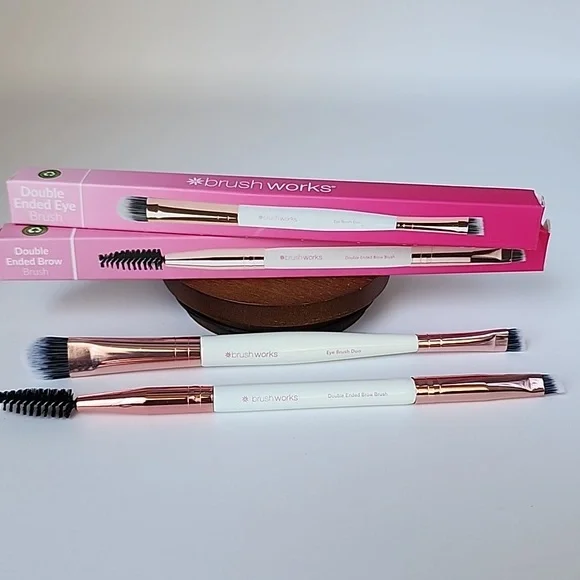 Brush Works Set - Double Ended Eye Brush & Double Ended Brow Brush